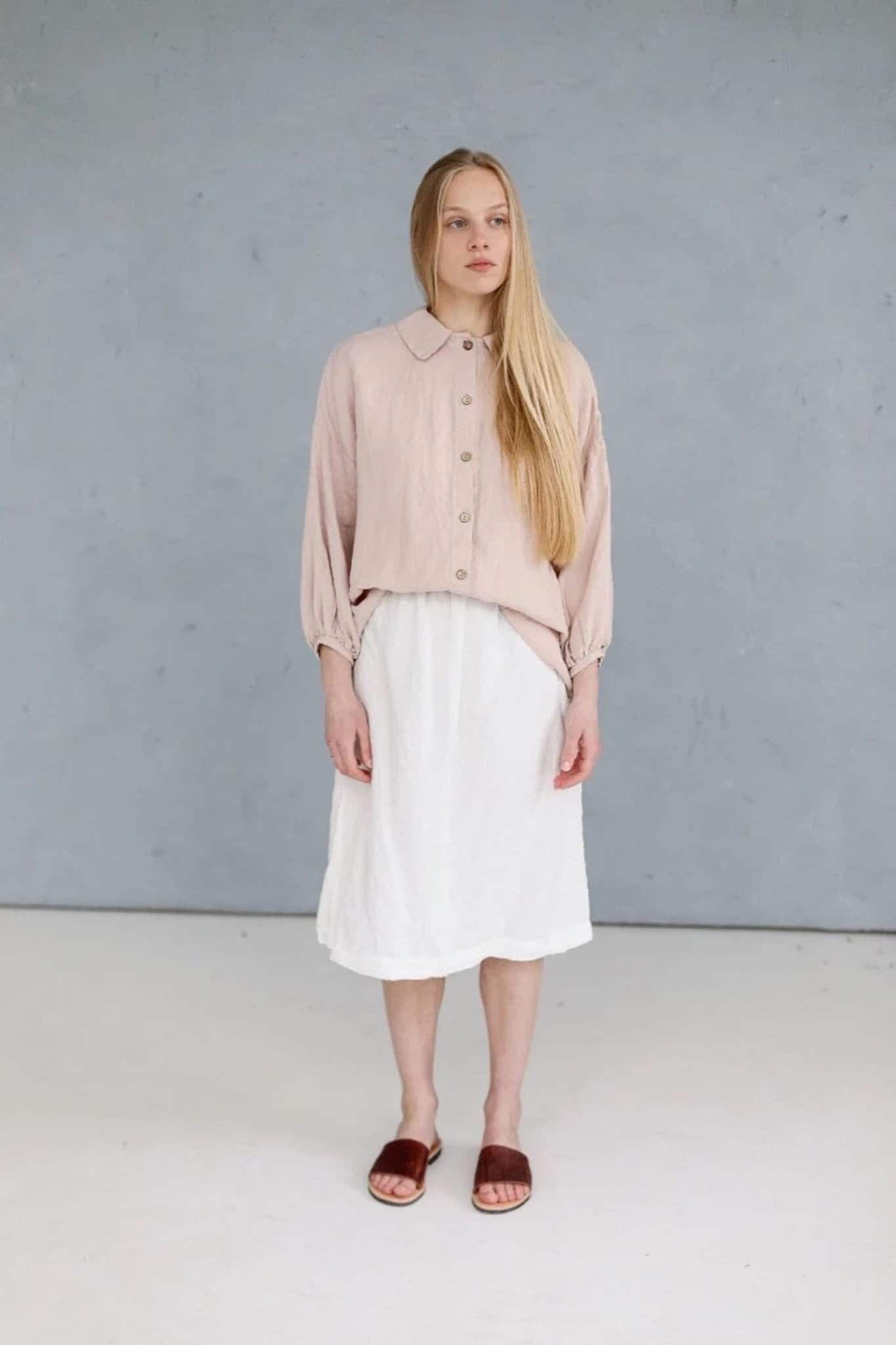 Leinen Midi Rock Boho Rock Mit Hoher Taille Und Taschen von LaPetiteAlice