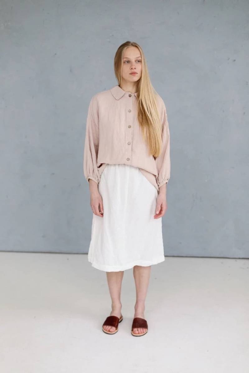 Leinen Midi Rock Boho Rock Mit Hoher Taille Und Taschen von LaPetiteAlice