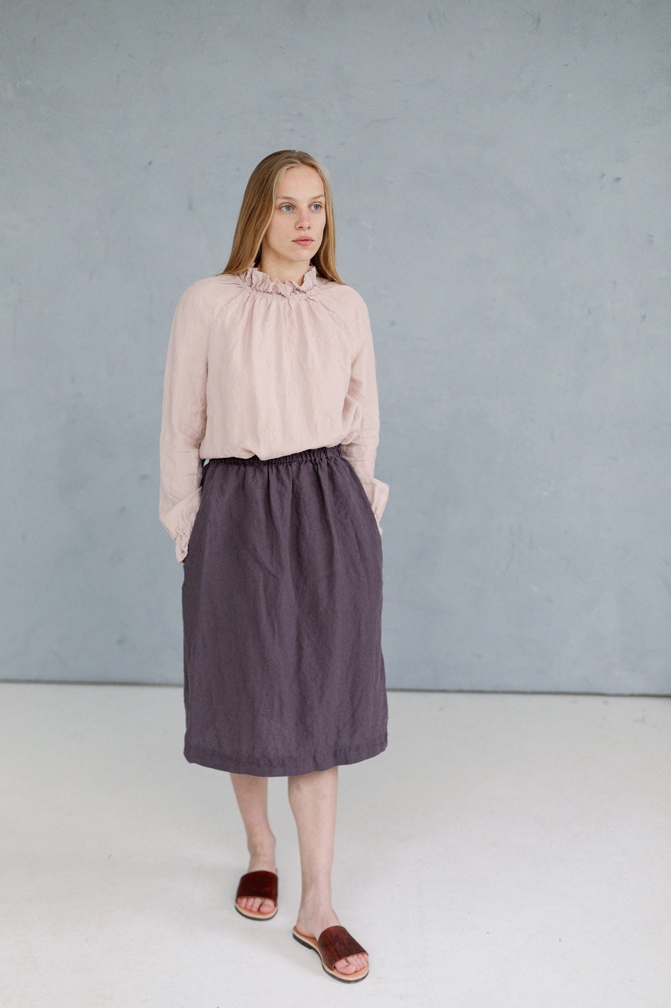 Leinen Midi Rock Frauen Cottagecore Renaissance Rock - Optional Mit Stickerei von LaPetiteAlice