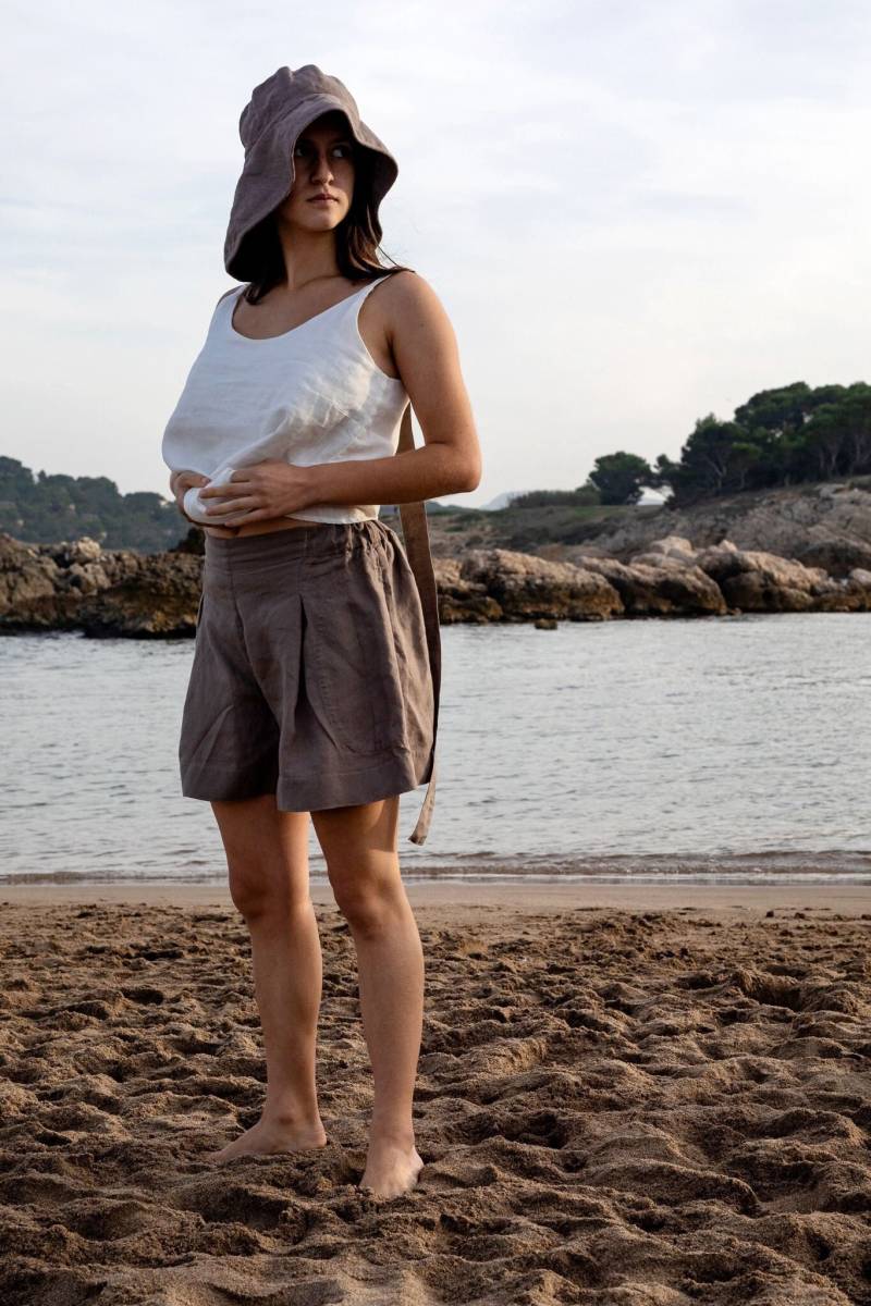 Leinen Plissee Shorts Hoch Taillierte Boho Sommer Kleidung, Optional Mit Stickerei von LaPetiteAlice