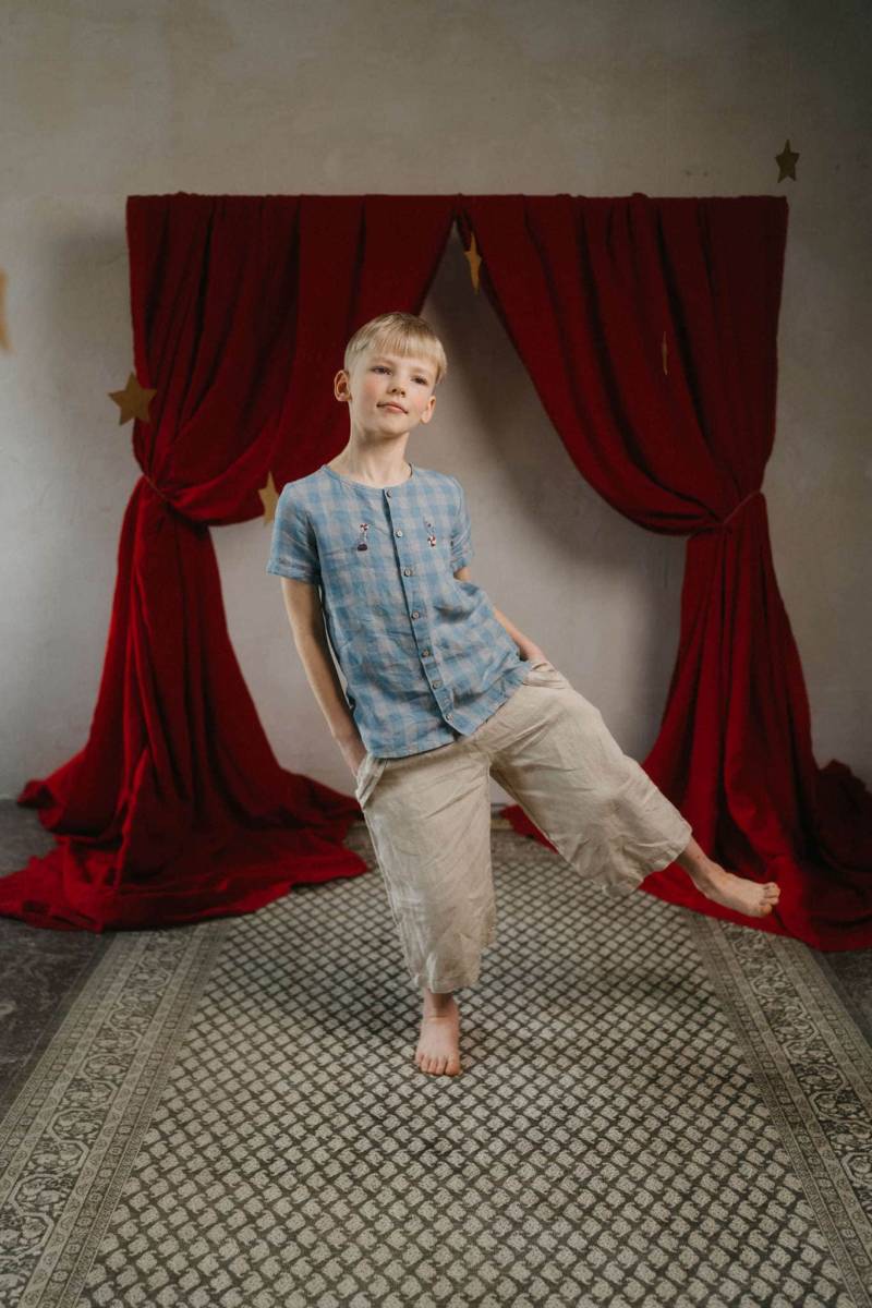 Leinen Sommer Shirt Unisex Baby & Kinder Kurzarm Top von LaPetiteAlice