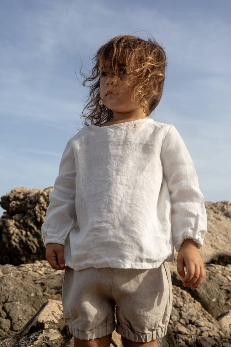 Jungen Leinenhemd Langarm Sommer Top, Optional Mit Stickerei von LaPetiteAlice