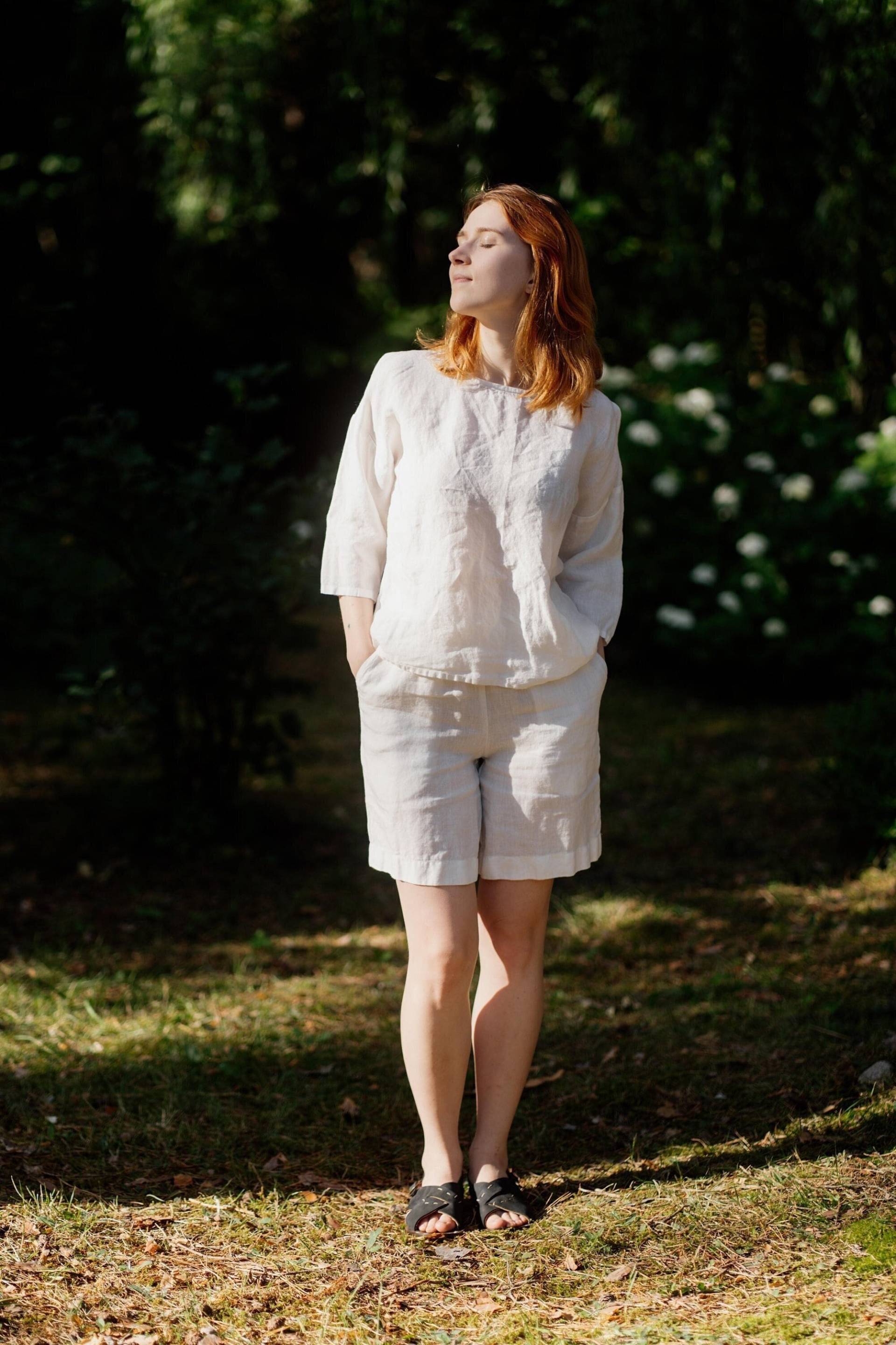 Leinenhemd Clara 3/4 Armbluse, Auf Wunsch Mit Bestickung von LaPetiteAlice