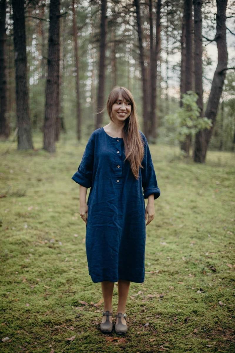 Oversized Leinenkleid Helen Langarm Umstandskleid, Optional Mit Bestickung von LaPetiteAlice