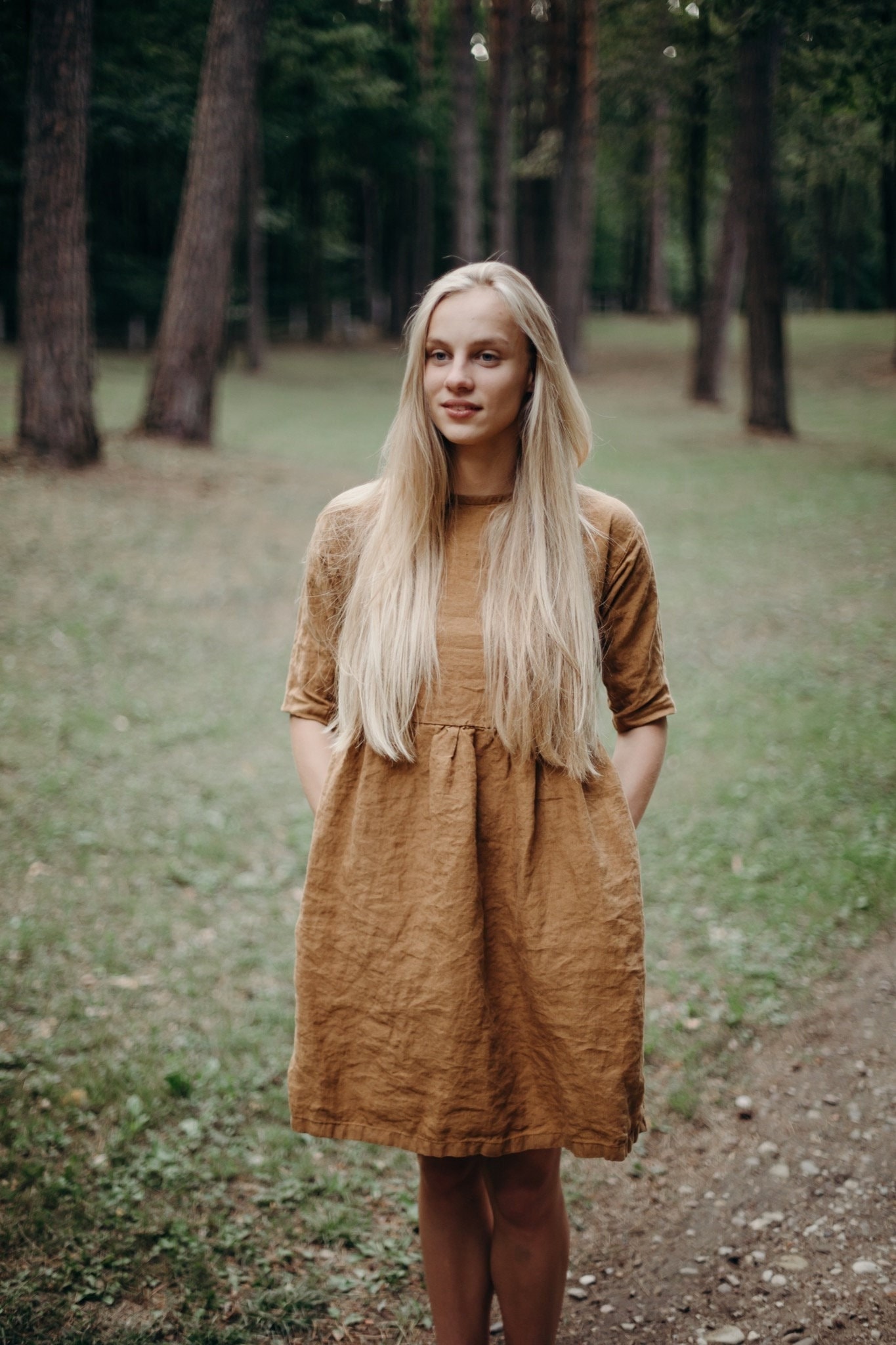 Lockeres Leinen Midi Kleid Boho Tunika Mit Taschen von LaPetiteAlice