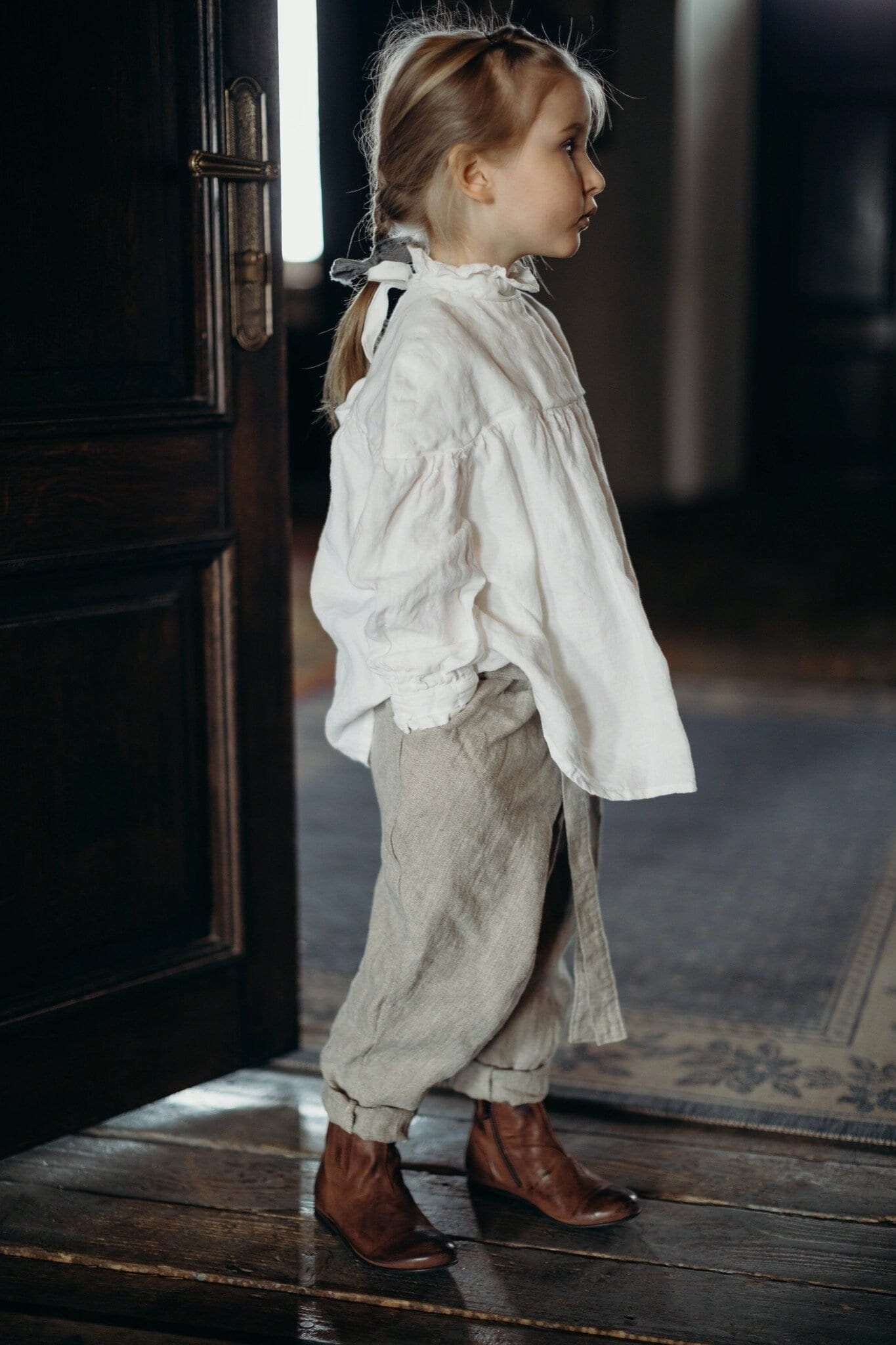 Mädchen Leinen Bluse Adelina Rüschen Kragen, Weiches Gewaschenes von LaPetiteAlice