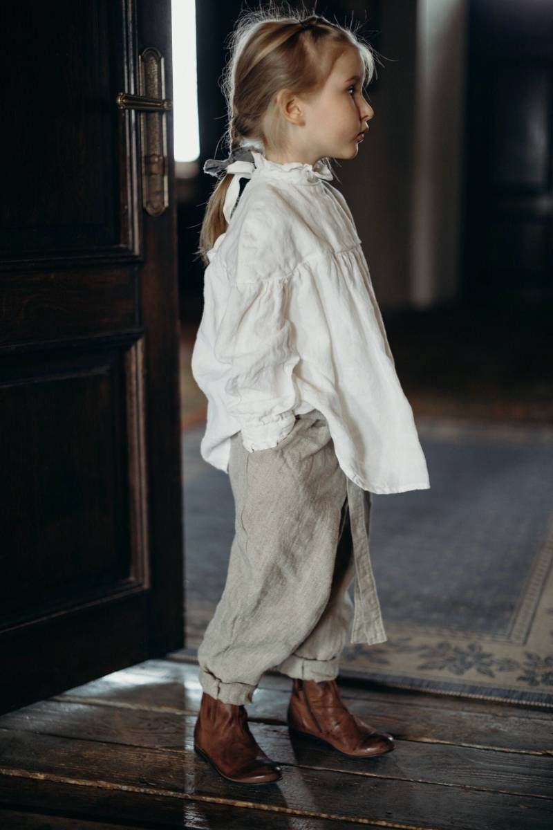 Mädchen Leinen Bluse Adelina Rüschen Kragen, Weiches Gewaschenes von LaPetiteAlice