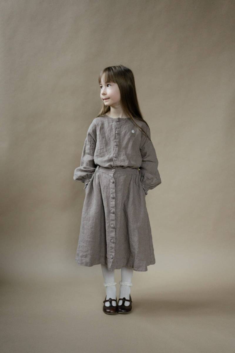 Mädchen Leinenhemd Geraffte Manschetten, Bischof Ärmel von LaPetiteAlice