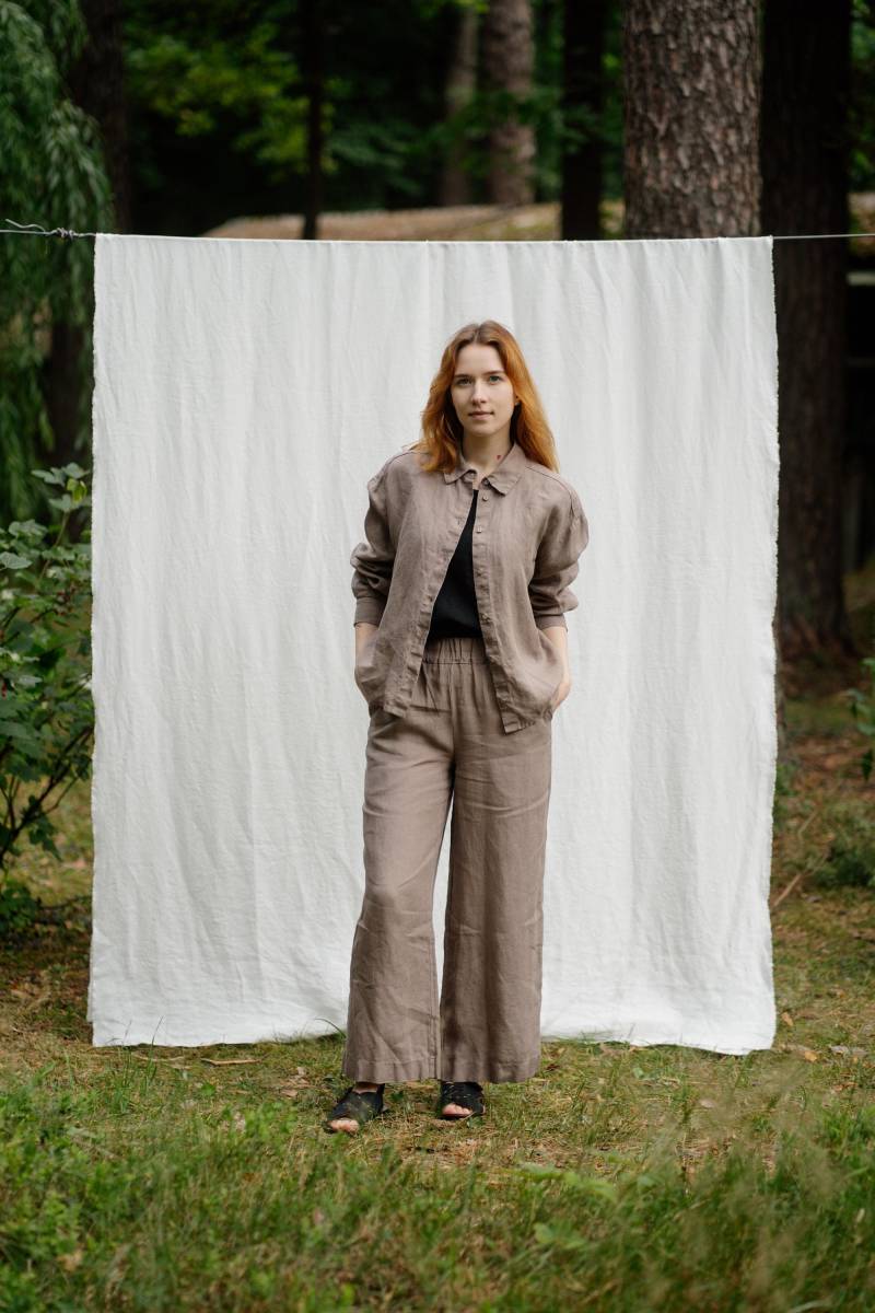 Mokka Leinenhemd Frauen Sommer Top, Optional Stickerei von LaPetiteAlice