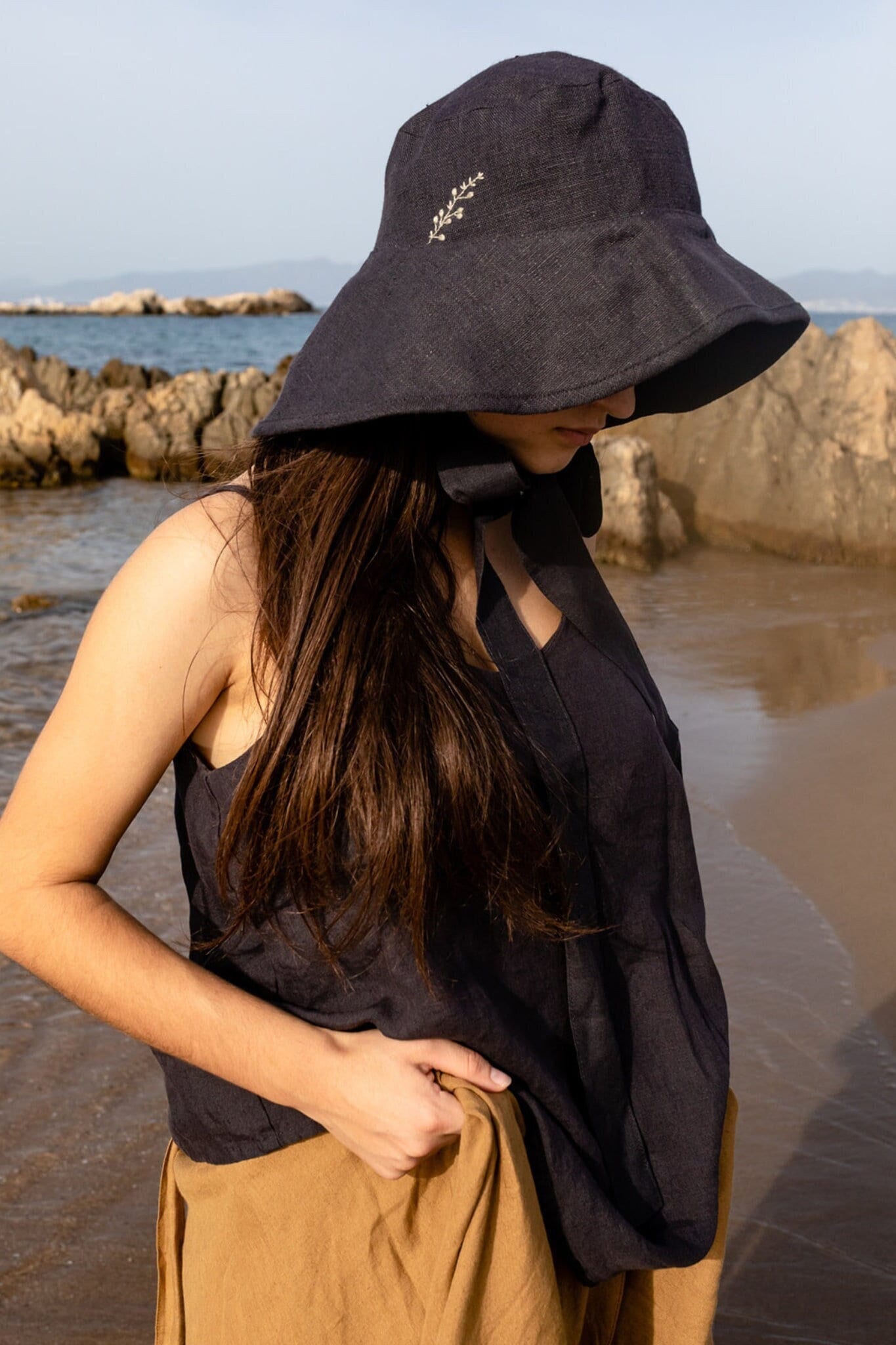 Paloma Damen Leinen-Sonnenhut, Retro-Sommerhut Mit Breiter Krempe Und Leichtem, Atmungsaktivem Design Für Stilvolle Outdoor-Kleidung | Optional von LaPetiteAlice