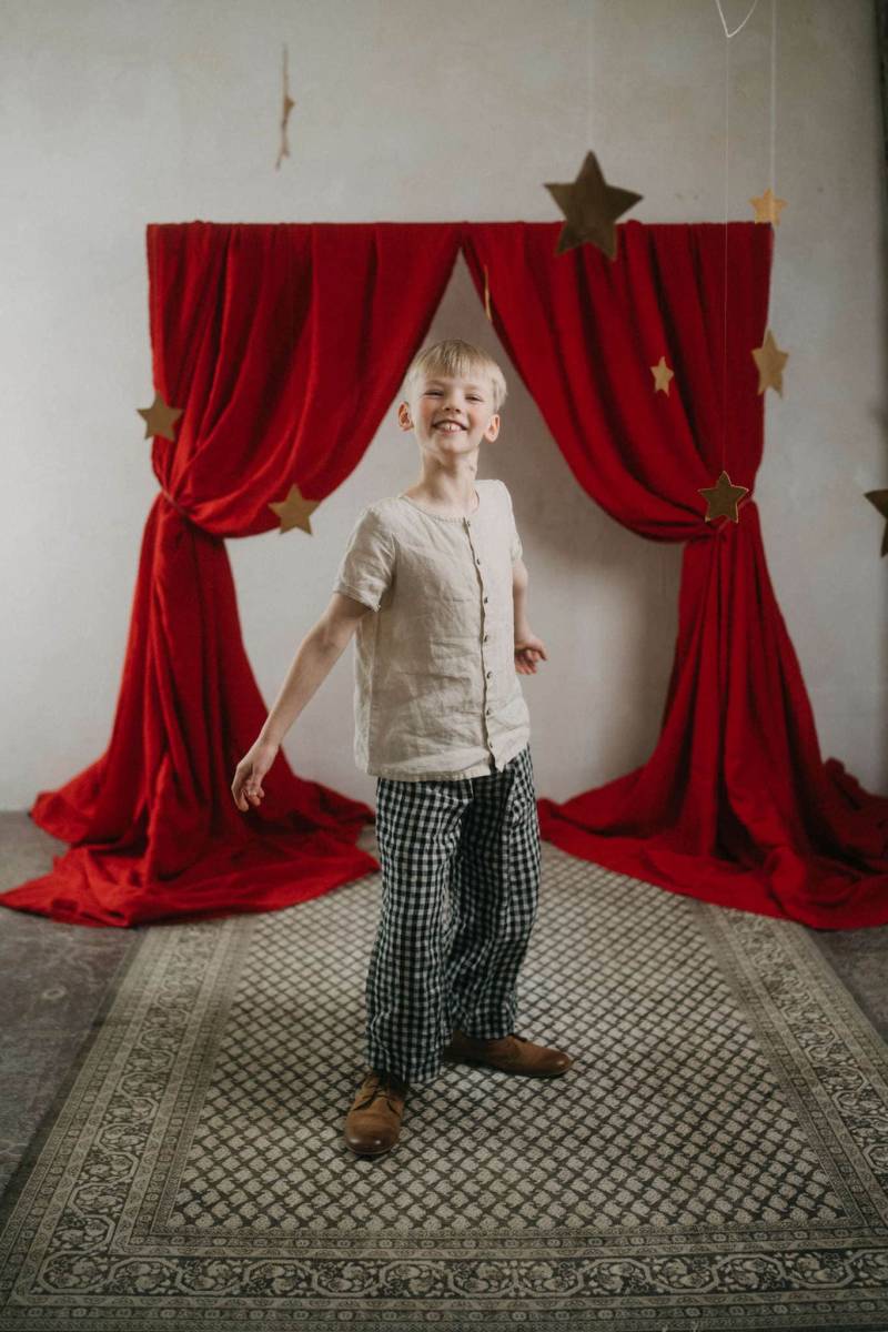 Plissierte Leinenhose Unisex Kleinkindhose Mit Weitem Bein - Optionale Stickerei von LaPetiteAlice