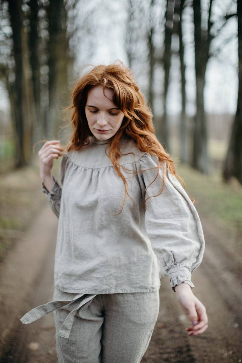 Reines Leinen Puffärmel Sommer Bluse Für Frauen Kurzarm Top Adelina | Farben Erhältlich Optional Stickerei von LaPetiteAlice