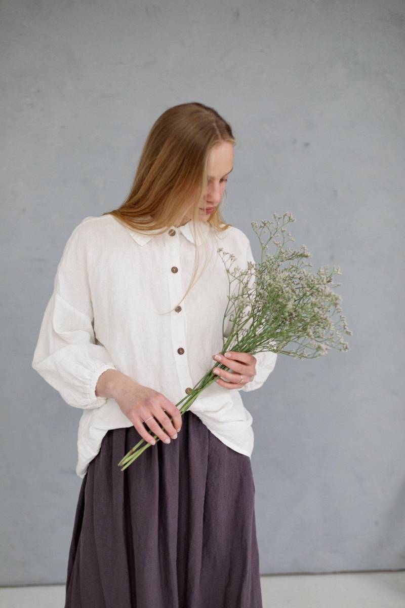 Übergroßes Leinenhemd Cecile Bischof Ärmelbluse von LaPetiteAlice