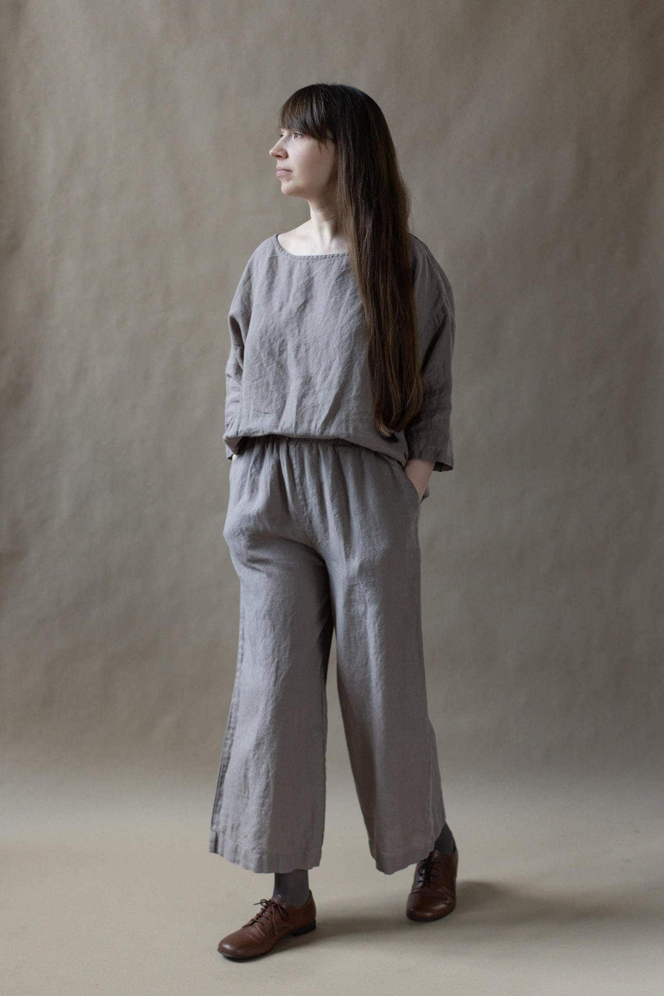 Übergroßes Leinenhemd Weiche 3/4-Armbluse, Optional Mit Stickerei von LaPetiteAlice