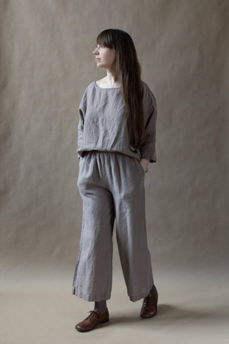 Übergroßes Leinenhemd Weiche 3/4-Armbluse, Optional Mit Stickerei von LaPetiteAlice