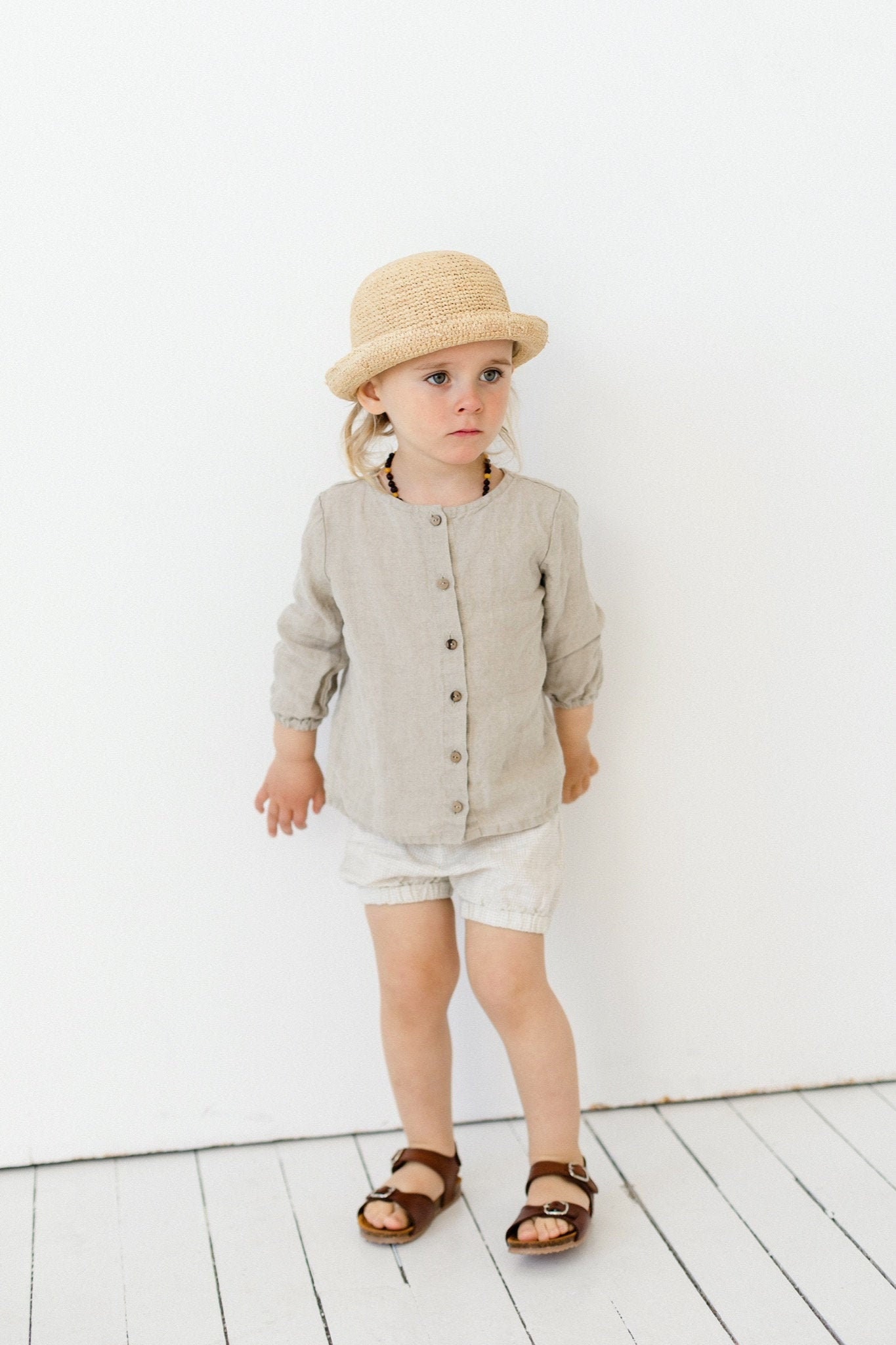 Unisex Leinen Button Up Shirt Langarm Kinder Tunika von LaPetiteAlice