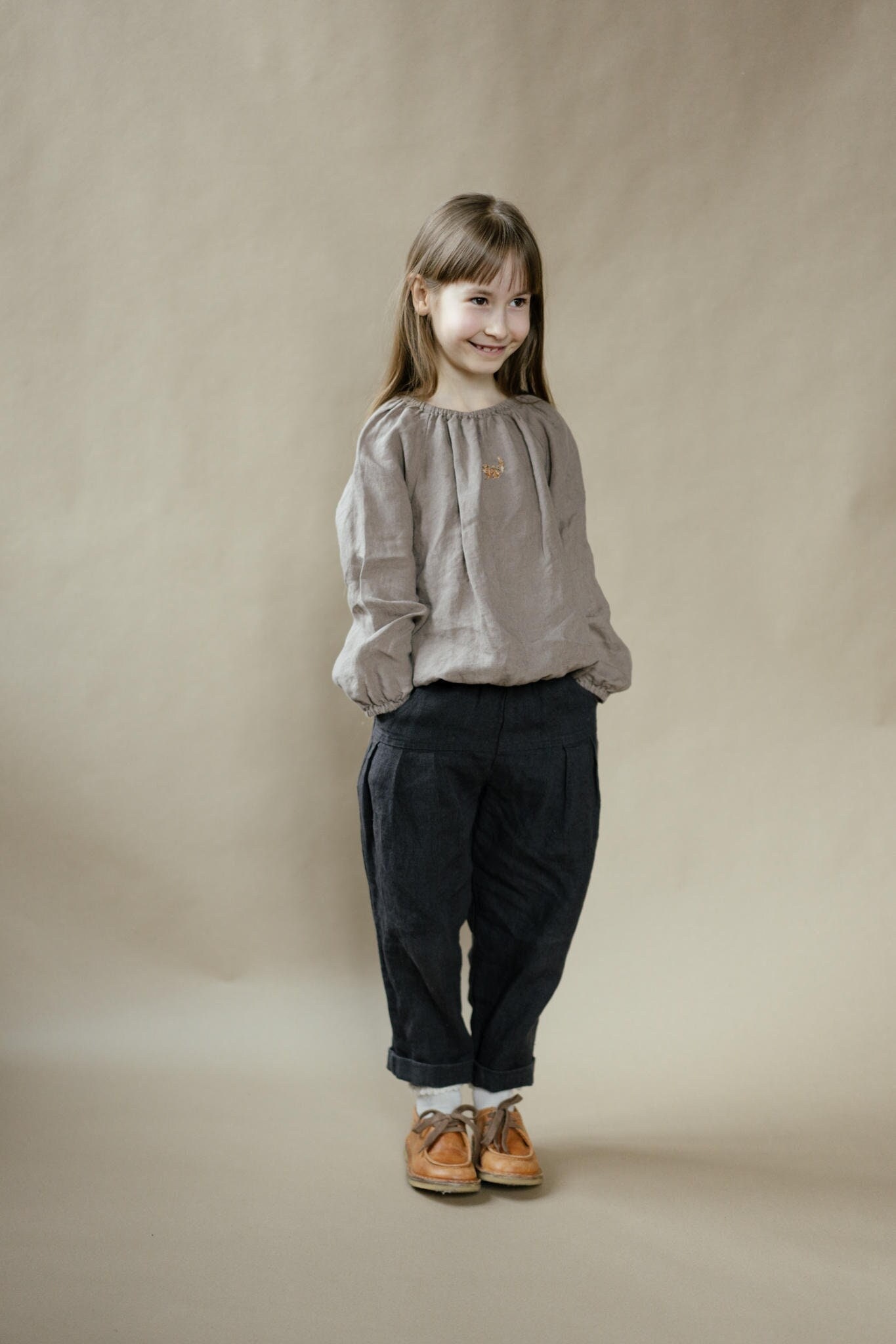 Unisex Leinenhemd Langarmshirt Mit Bischofsärmeln, Optional Stickerei von LaPetiteAlice