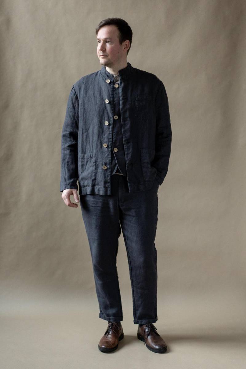 Warme Herren Leinenjacke Lässiger Blazer Mit Kokosnuss Knöpfen von LaPetiteAlice