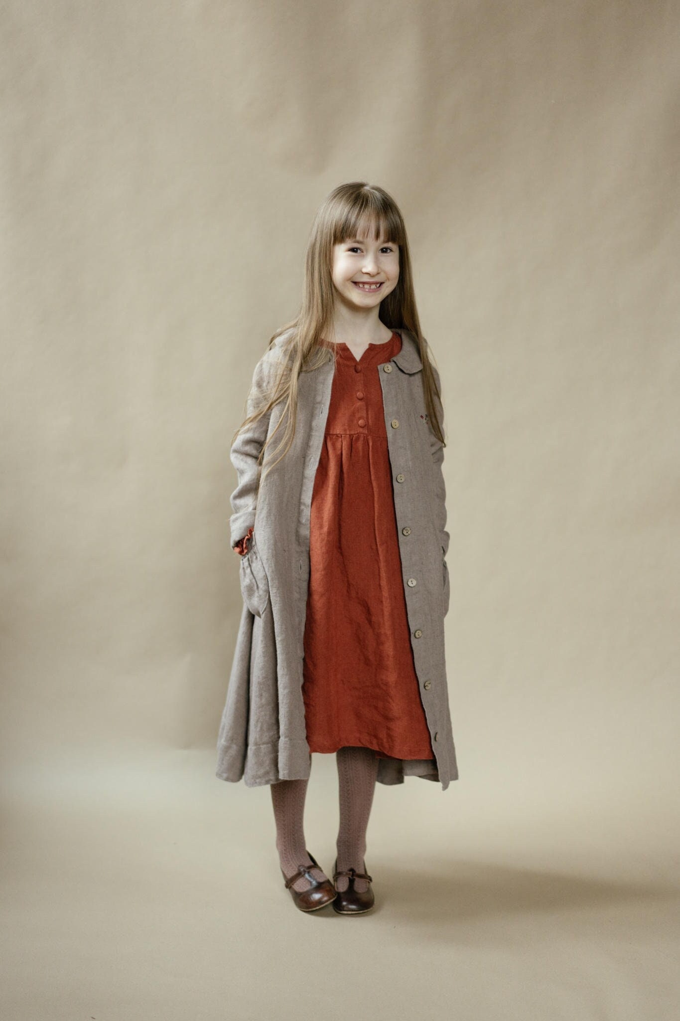 Warmer Leinen Mantel River Für Mädchen, Kleinkindjacke, Swing Mantel, Cape Oversized Bubikragen, Kinder Blazer | Optional Stickerei von LaPetiteAlice