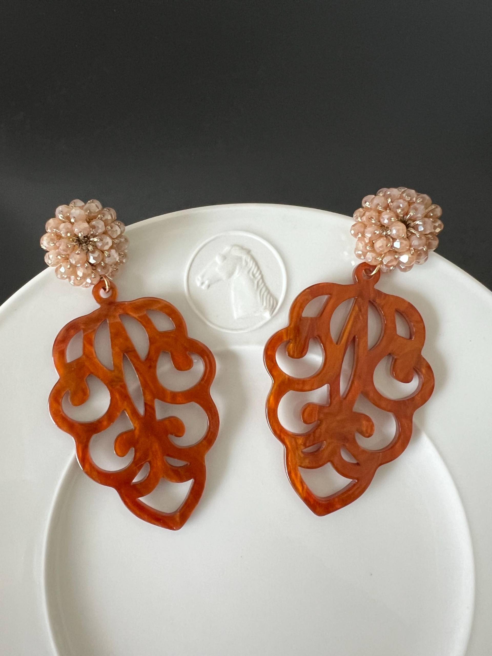 Ohrringe Mit Ohrsteckern Aus Facettenperlen Und Resin-Anhängern Im Barockstil | Elegante Statementohrringe Schmuck Für Besondere Anlässe von LaPintade