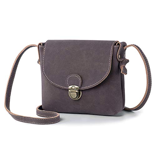 LaRechor Kleine Umhängetasche Damen mit Sicher Schloss, Retro Vegan Leder Handtasche Mini Damentasche zum Umhängen (Kaffee) von LaRechor