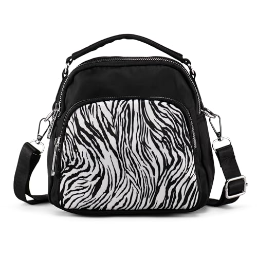 LaRechor Kleine Handtasche Umhängetasche für Damen - Nylon Damentasche mit Henkel - Zebra Muster Tasche 3 Fächern von LaRechor