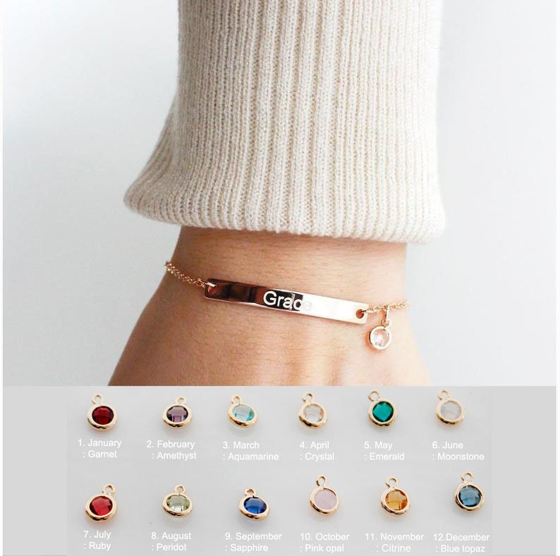 Personalisiertes Armband Mit Geburtsstein Freundschaftsarmband Beste Freundin Geschenk Namensarmband Brautjungfer Weihnachtsgeschenke lbk von LaSenada