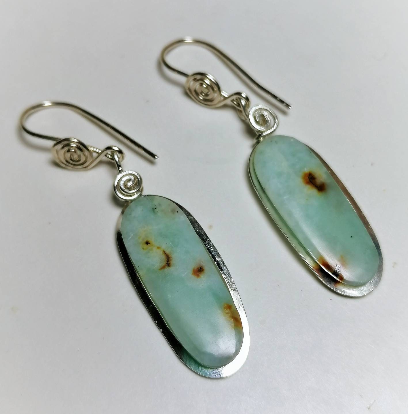 Ohrringe Hellblau Türkis Chrysokoll Naturstein Silber925 von LaSombrilla