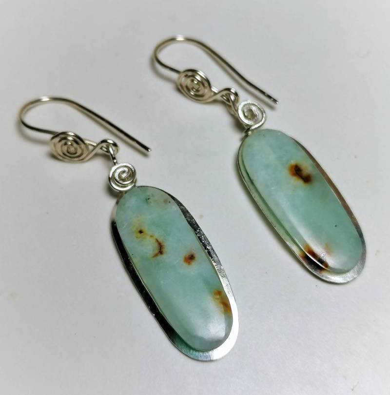 Ohrringe Hellblau Türkis Chrysokoll Naturstein Silber925 von LaSombrilla