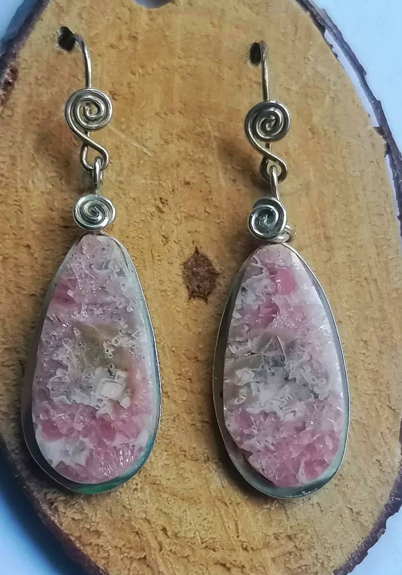 Ohrringe Rhodochrosit Inca Rose Silber 925 von LaSombrilla