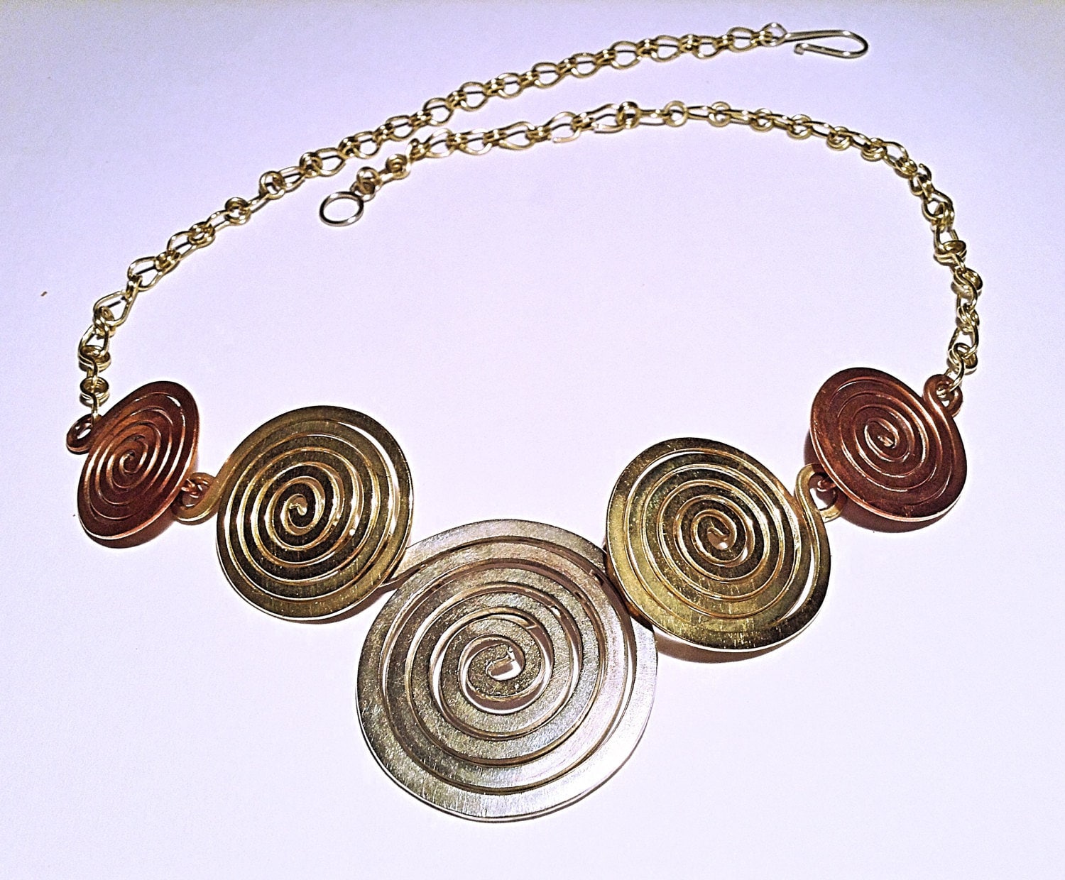 Spiralenkette Kupfer Messing Neusilber "3Elements" von LaSombrilla