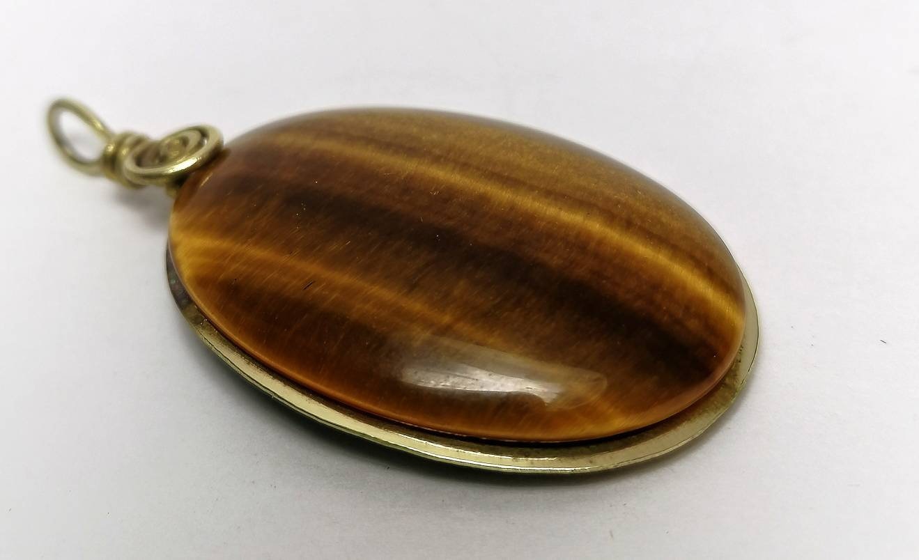 Tigerauge Anhänger Chatoyance Messing von LaSombrilla