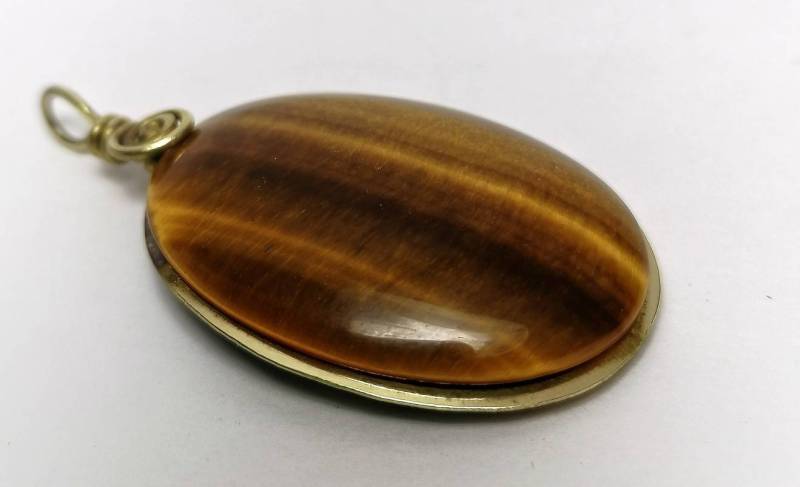 Tigerauge Anhänger Chatoyance Messing von LaSombrilla