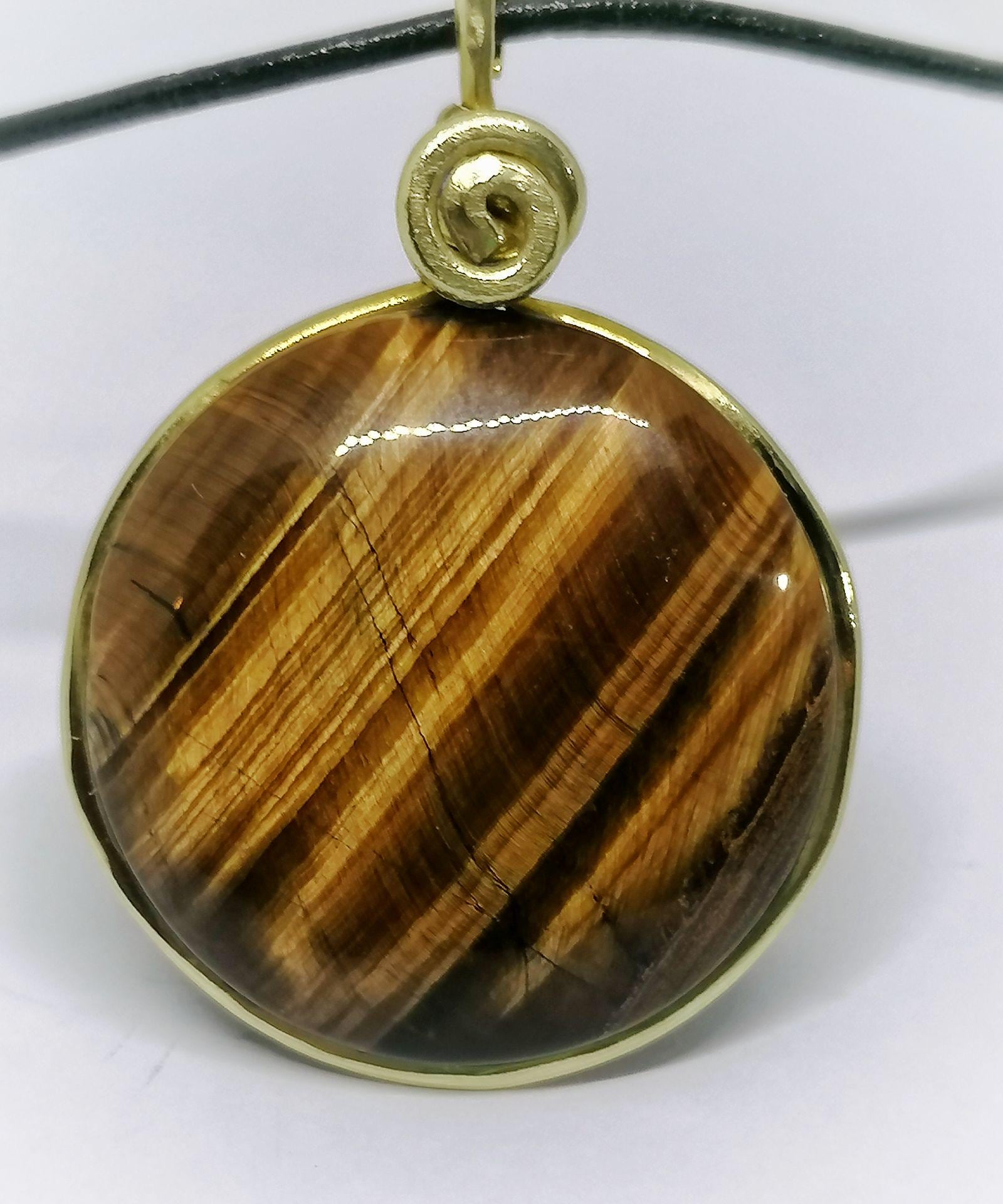 Tigerauge Anhänger Chatoyance Messing von LaSombrilla