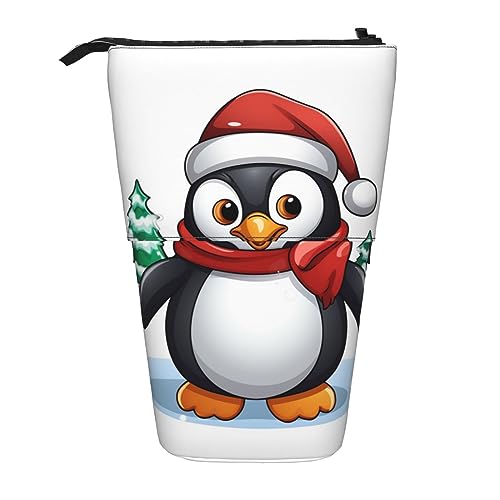 LaVami Federmäppchen, Motiv: Weihnachts-Pinguin, Bedruckt, Teleskop-Briefpapier, Stiftetui, Stand-Up-Bleistiftbecher mit Reißverschluss-Bleistiftbeutel von LaVami