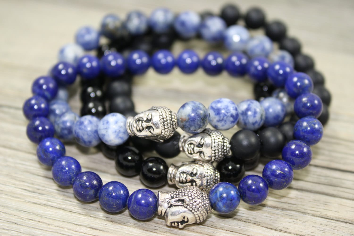 Männer 8mm Perlen Stretch Armbänder Mit Sterling Silber Buddha/Sodalith, Lapis, Matt Schwarzer Onyx, Polierter Onyx Herrenschmuck Männer 8mm Perlen Stretch Armbänder Mit Sterling Silber Buddha/Sodalith, Lapis, Matt Schwarzer Onyx, Polierter Onyx Herrenschmuck von LaVieEnRoseJewelry