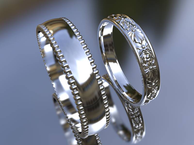 Art Deco Ehering Set, Set Aus Sterlingsilber, Für Sie Und Ihn, Ring Stapelbar, Zierlich von LaVieRoyale