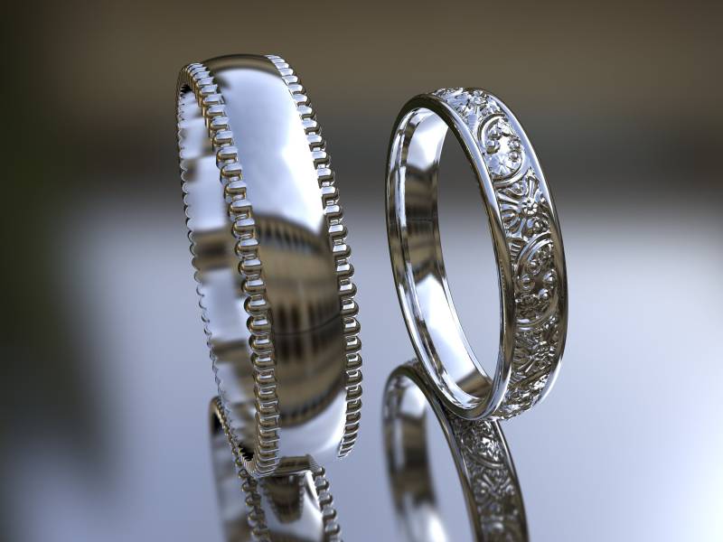 Art Deco Ehering Set, Set Aus Sterlingsilber, Für Sie Und Ihn, Ring Stapelbar, Zierlich von LaVieRoyale