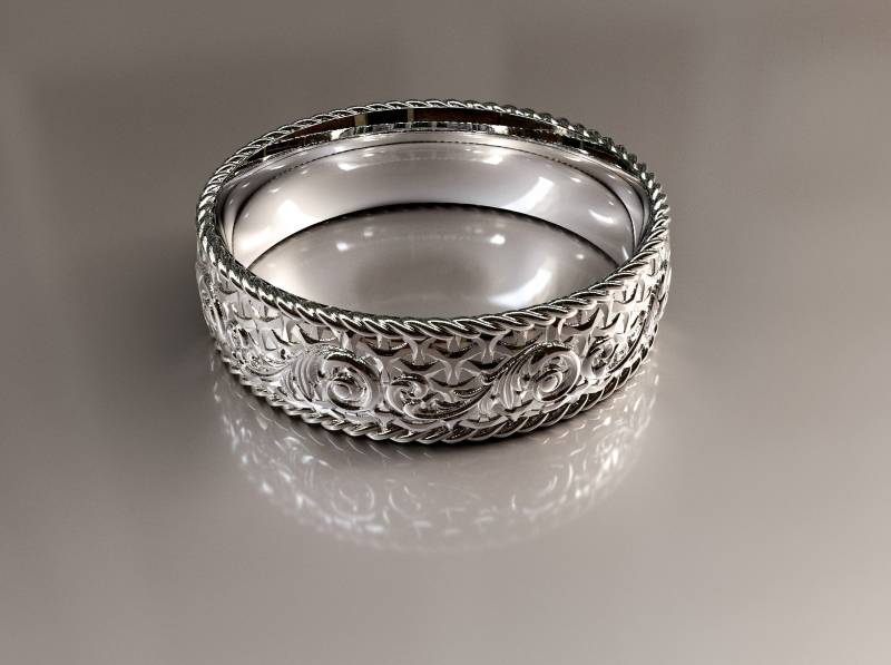 Jugendstil Bandring Mit Ausgefallener Verzierung, Gearbeitet Aus Sterlingsilber von LaVieRoyale