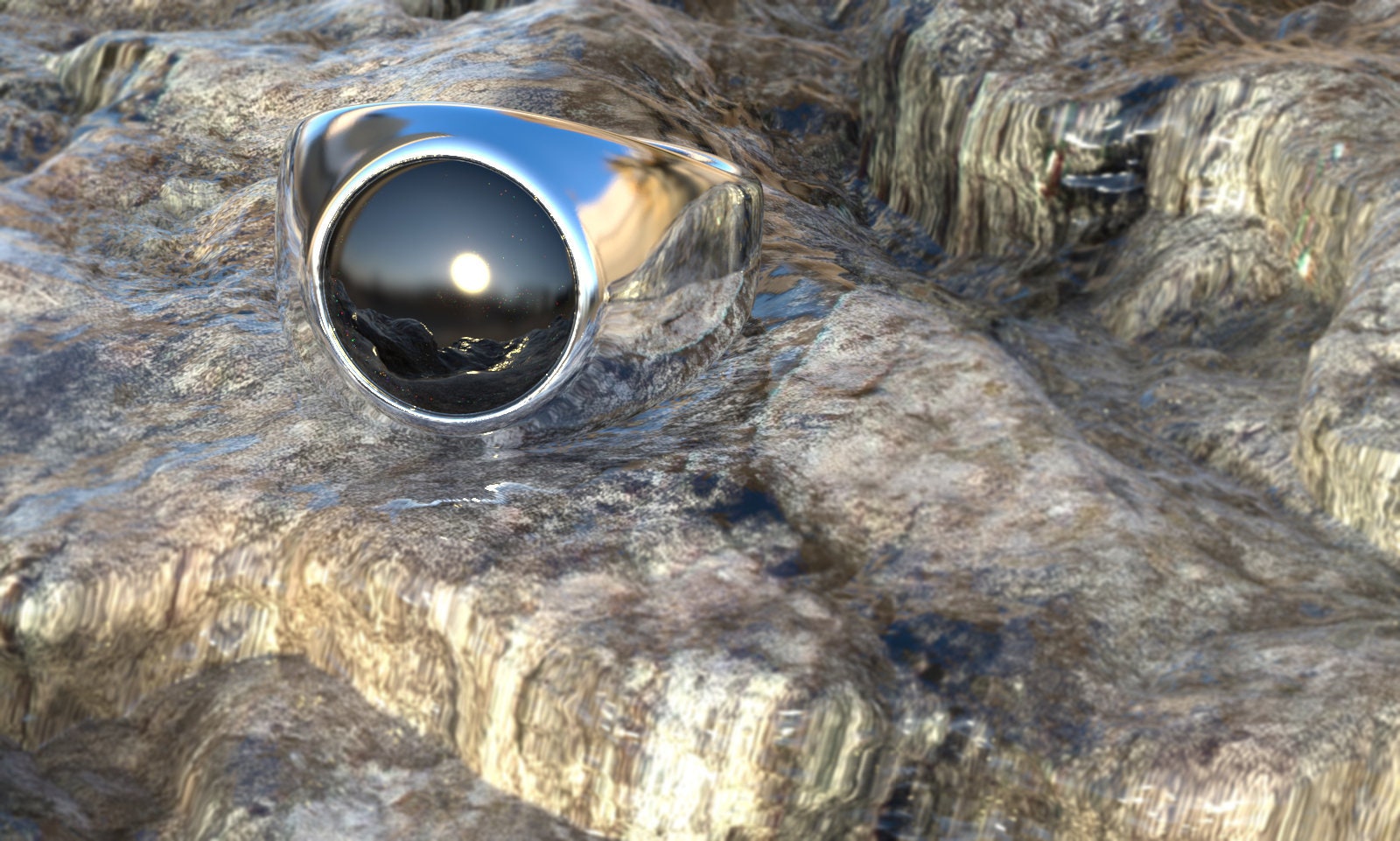 Ring Mit Siegelring Aus Sterling Silber Emaille-Spitze von LaVieRoyale