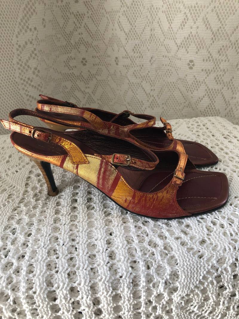 Sommer Sandalen Absatz Vintage Damen Stéphane Kélian Lederschuhe Made in France Größe 38.5 | 5 1/2 von LaVieilleEtoffe