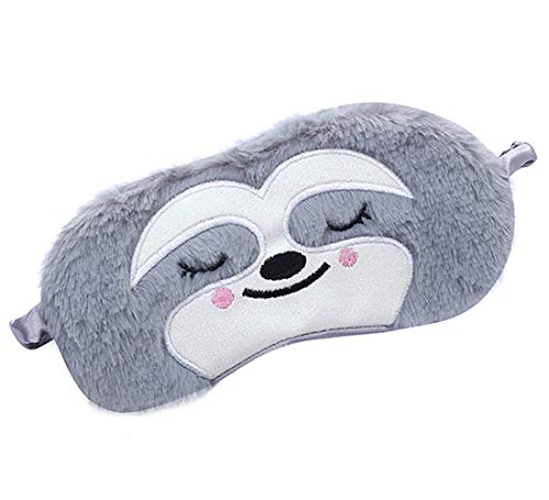 Laahoem Tierschlaf Augenmaske Nette lustige 3D Weiche Flauschige Cartoon Augenmaske Zum Schlafen Reisen Atmungsaktive Lidschattenmaske Kinder Erwachsene Frauen Faultier Grau von Laahoem