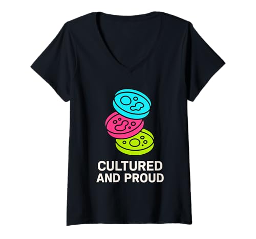 Damen Petrischale Kunst mikrobielle Agar Biologie Lehrer Wissenschaft Humor T-Shirt mit V-Ausschnitt Damen Petrischale Kunst mikrobielle Agar Biologie Lehrer Wissenschaft Humor T-Shirt mit V-Ausschnitt von Lab Art Microbial Agar Science Artist Biology Gift