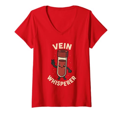 Damen Lustiges süßes Kawaii-Blutröhrchen Krankenschwester Phlebotomie Phlebotomisten T-Shirt mit V-Ausschnitt Damen Lustiges süßes Kawaii-Blutröhrchen Krankenschwester Phlebotomie Phlebotomisten T-Shirt mit V-Ausschnitt von Lab Tech Healthcare Joke Funny Medical Work Humor