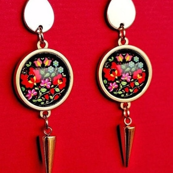 Moderne Bunte Ohrringe. Bunte Statement Funky Lustige Cabochon von Lab88jewels