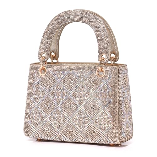 Labair Clutch-Geldbörsen für Damen, Strass, glitzernde Diamant-Abendtasche, Glitzer, Mini-Handtasche für Hochzeit, Party, Abschlussball., Gold-Pro, Small von Labair
