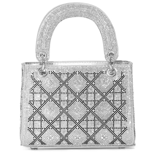 Labair Clutch-Geldbörsen für Damen, Strass, glitzernde Diamant-Abendtasche, Glitzer, Mini-Handtasche für Hochzeit, Party, Abschlussball., Silver-Pro, Small von Labair