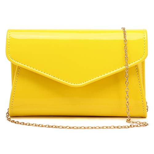 Labair Clutch-Tasche aus Lackleder, glänzend, für Damen, einfarbig, klein, Gelb (gelb), Small von Labair