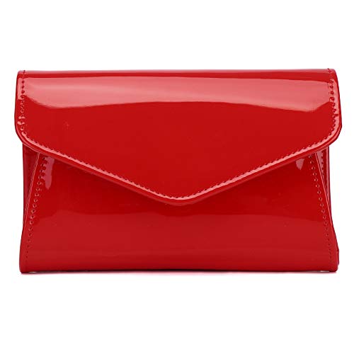 Labair Clutch-Tasche aus Lackleder, glänzend, für Damen, einfarbig, klein, Rot (rot), Small von Labair