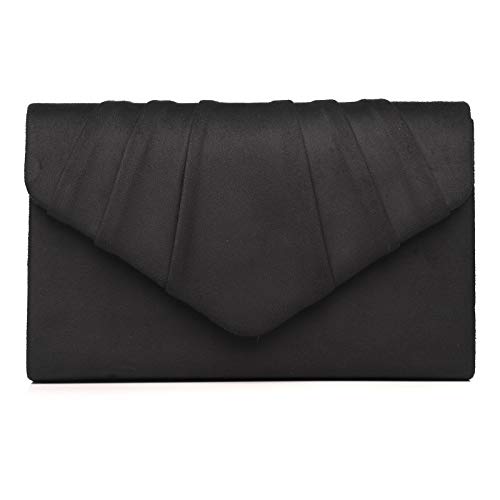 Labair Damen Abendhandtaschen Plissee Wildleder Abendtasche Samt Clutch Tasche Hochzeit Brautkleid börse, Schwarz (schwarz), Small von Labair